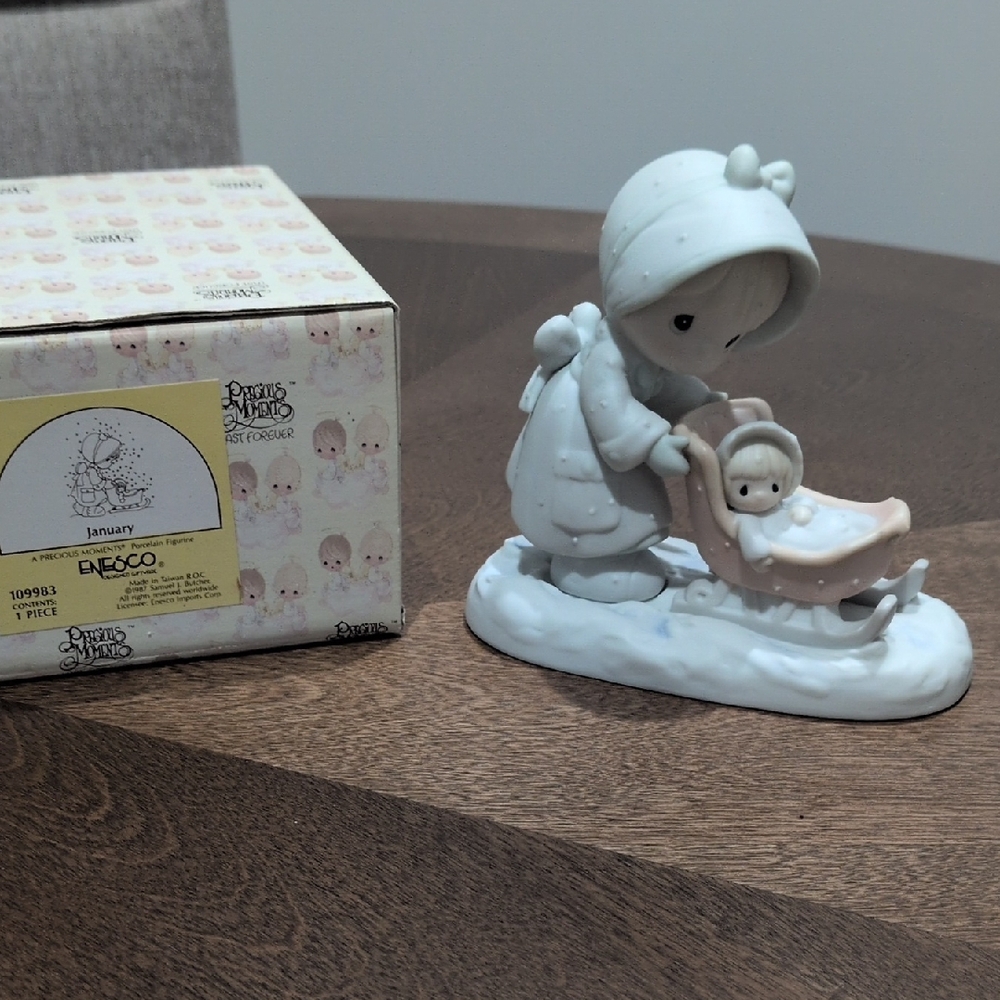Precious Moments January Figurine - Blue and Cream